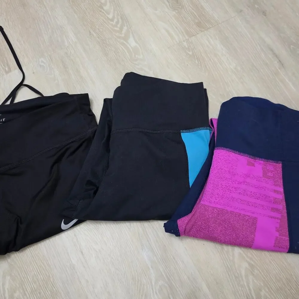 Lot of 3 Women's Athletic Leggings Size Large Nike Under Armour